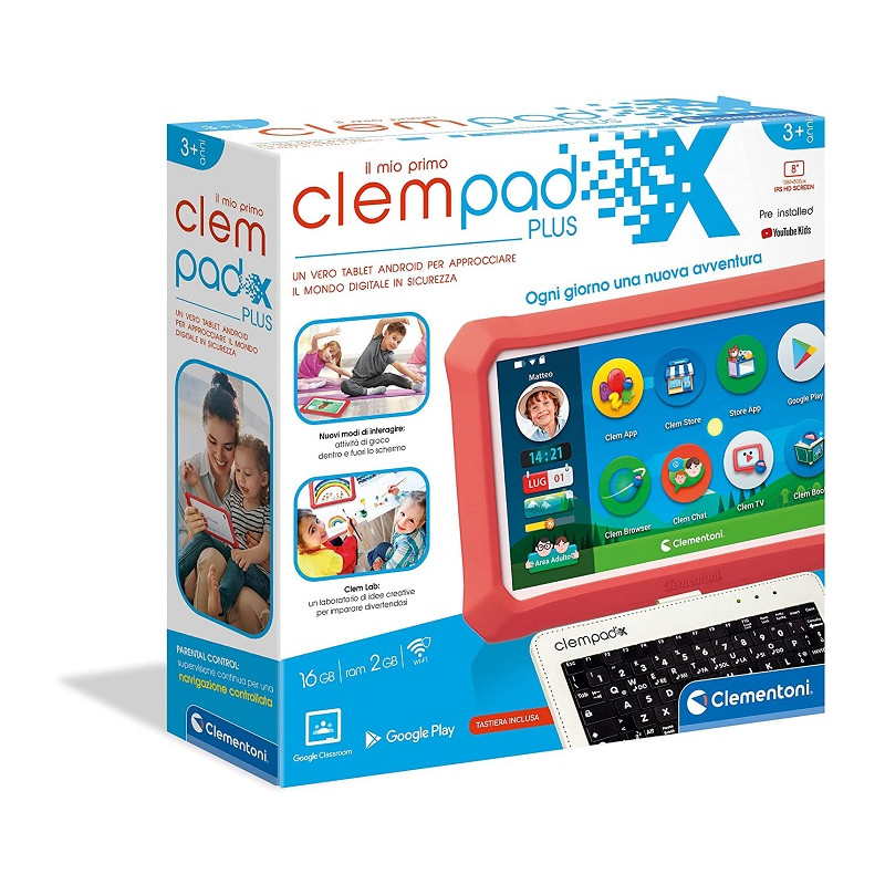 Clementoni 16629 My First 8'' Plus, Tablet per Bambini-clempad 3 Anni