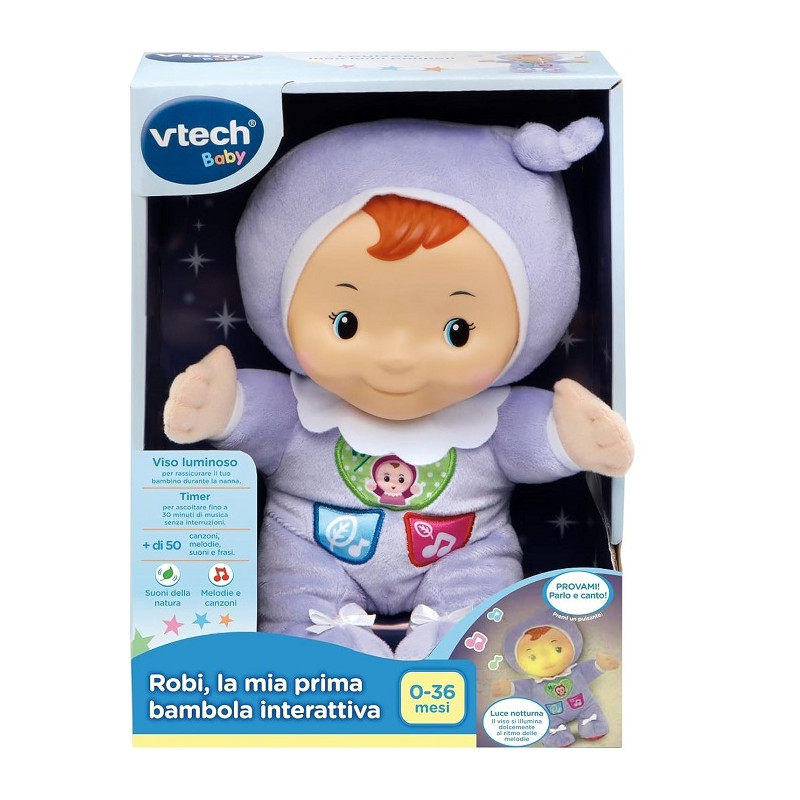 VTech Robi, la Mia Prima Bambola Interattiva con Luce Notturna