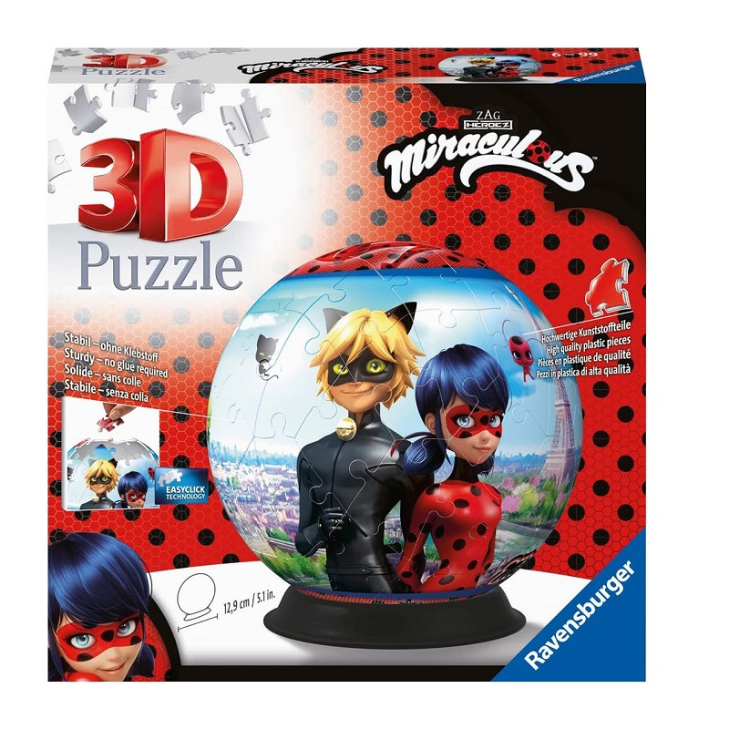 Ravensburger Miraculous Puzzle 3d Puzzleball 72 pezzi