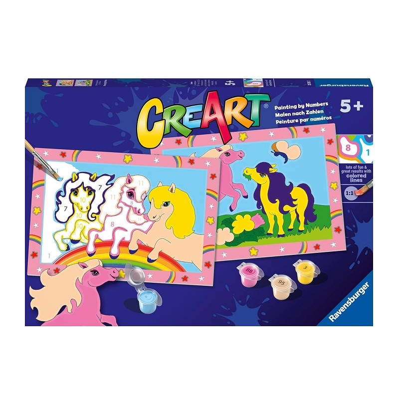 Ravensburger - CreArt Serie Junior, Pony, Kit dipingere con i Numeri