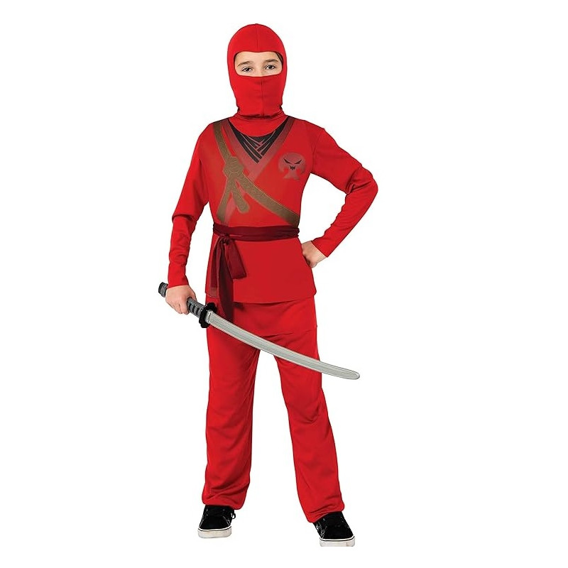 Rubies Costume Carnevale Skull Ninja Rosso taglia 8-10 anni