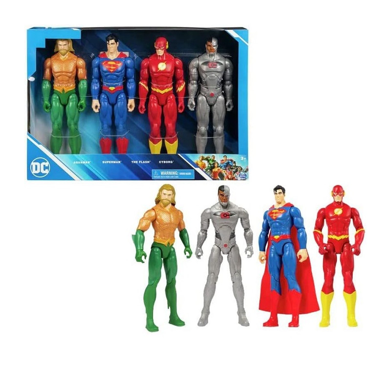 Spin Master Dc Box 5 Personaggi Superman Cyborg Aquaman Flash 30 cm