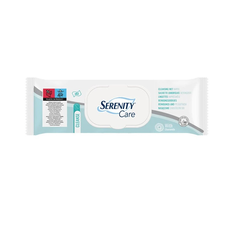 Serenity Care Salviette Umidificate Detergenti per Anziani Cambio Pannolone Confezione da 63 Pezzi