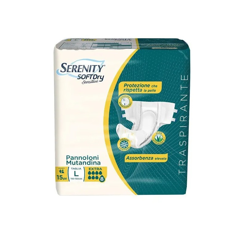 Serenity Soft Dry Sensitive Extra Pannoloni Mutandina Per Adulto Taglia L Confezione 15 Pezzi