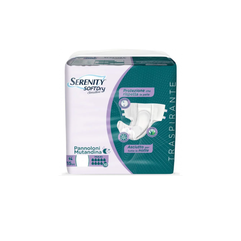 Serenity Soft Dry Sensitive Pannoloni Mutandina Maxi Taglia M Confezione da 15 Pezzi