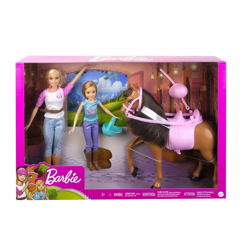 Mattel Barbie Stacie Sorelle a Cavallo Playset con Cavallo e Sella