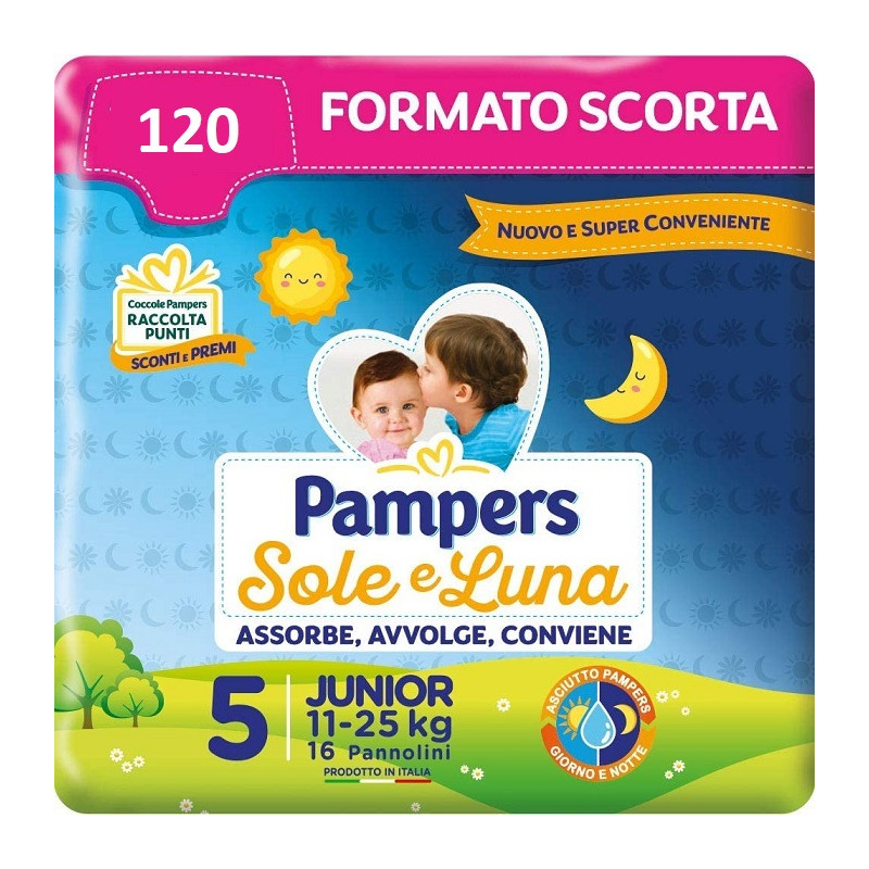 Pampers Sole Luna Pannolini Taglia 5 Offerta 8x16 (128 Pannolini)