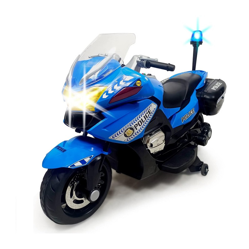 Feber Moto Elettrica Polizia 12V con Luci e Suoni Raccomandato per Bambini 3+